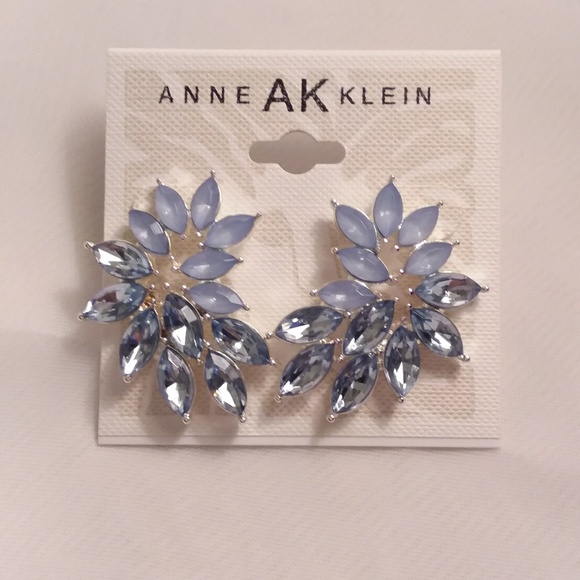 Anne Klein Jewelry - Anne Klein Blue Rhinestone Leaf Pierce Earrings